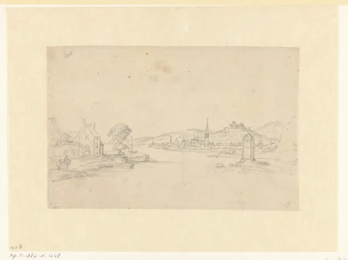 Gezicht op Bingen by Gerard van der Horst, drawing, 1610-1628