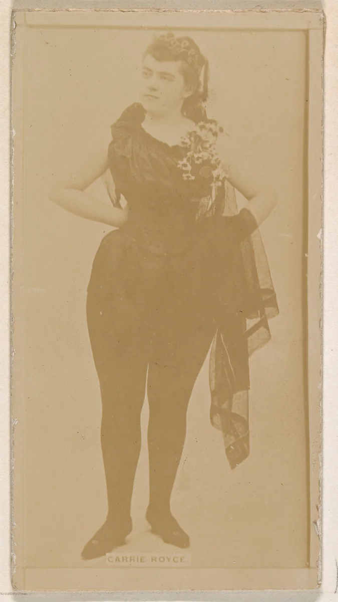 Carrie Royce, from the Actresses series (N245) issued by Kinney Brothers to promote Sweet Caporal Cigarettes by Kinney Brothers Tobacco Company, photograph, 1890