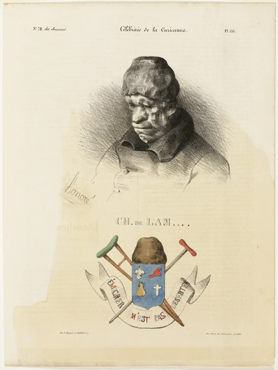 Ch. De Lam...., plate 156 from Célébrités de la Caricature by Honoré-Victorin Daumier, print, 1832