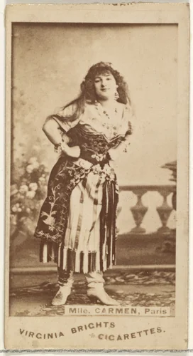 Mlle. Carmen, Paris, from the Actors and Actresses series (N45, Type 1) for Virginia Brights Cigarettes by Allen & Ginter, photograph, 1885-1891