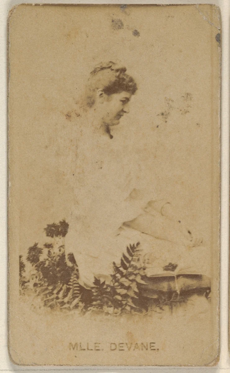 Mlle. Devane, from the Actors and Actresses series (N45, Type 8) for Virginia Brights Cigarettes by Allen & Ginter, photograph, 1885-1891