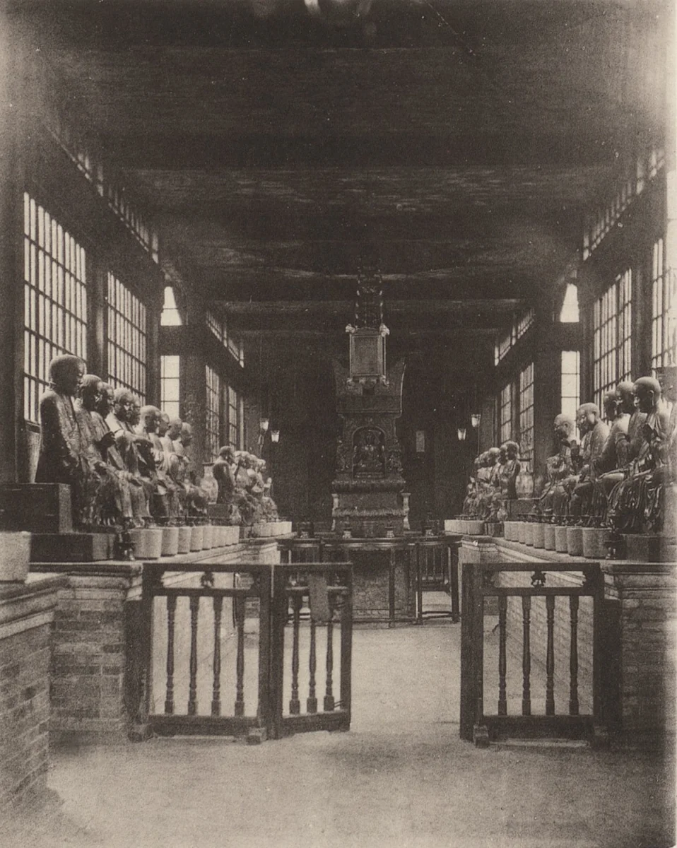 Temple of Five Hundred Gods, Canton by John Thomson, photograph, 1873
