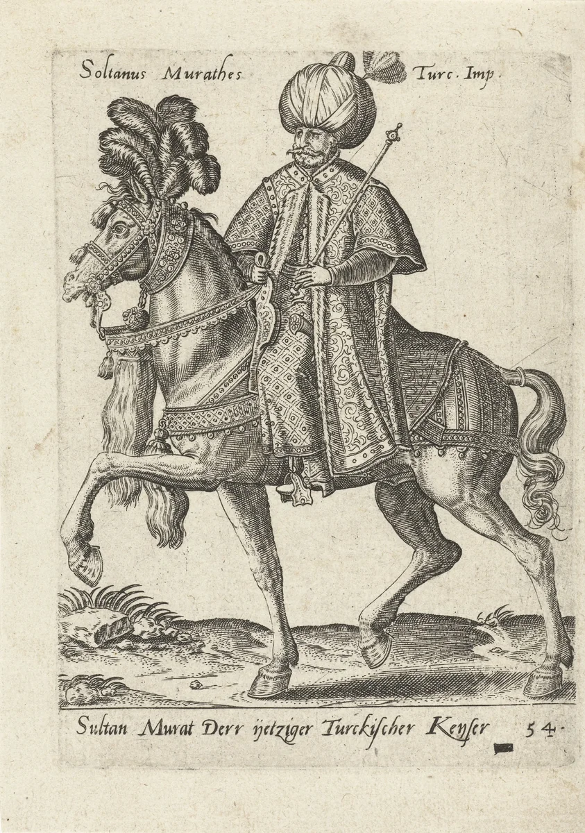 Sultan Murat III te paard by Unknown, print, 1577