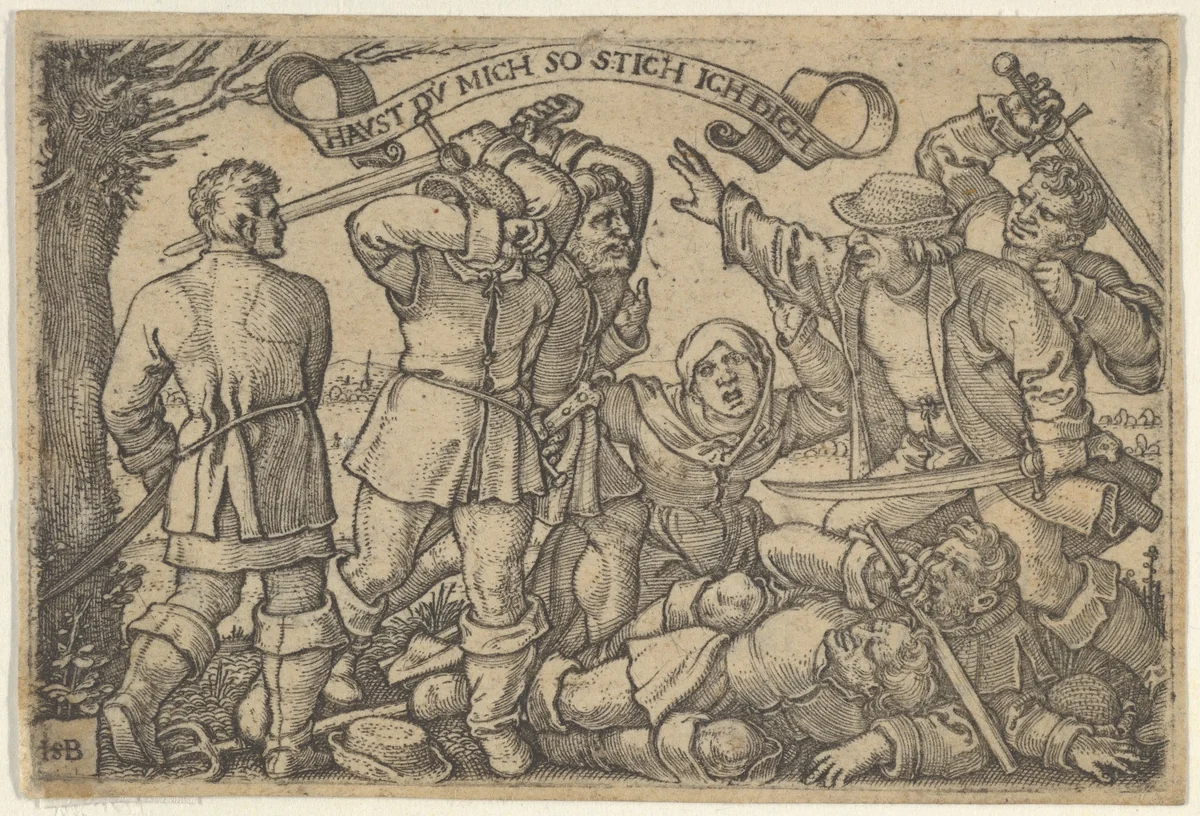 The Peasants' Brawl by Sebald Beham, print, 1531-1550