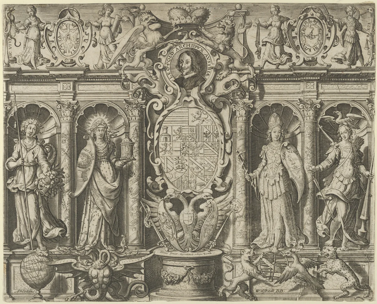 Allegory of Leopold V, Archduke of Austria by Matthaeus Greuter, print, 1566-1638