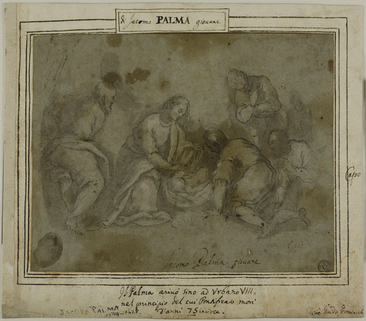 Adoration of the Shepherds by Jacopo Negretti, drawing, 1568-1628