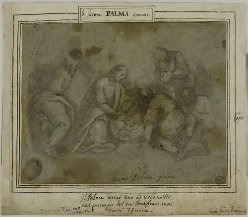 Adoration of the Shepherds by Jacopo Negretti, drawing, 1568-1628