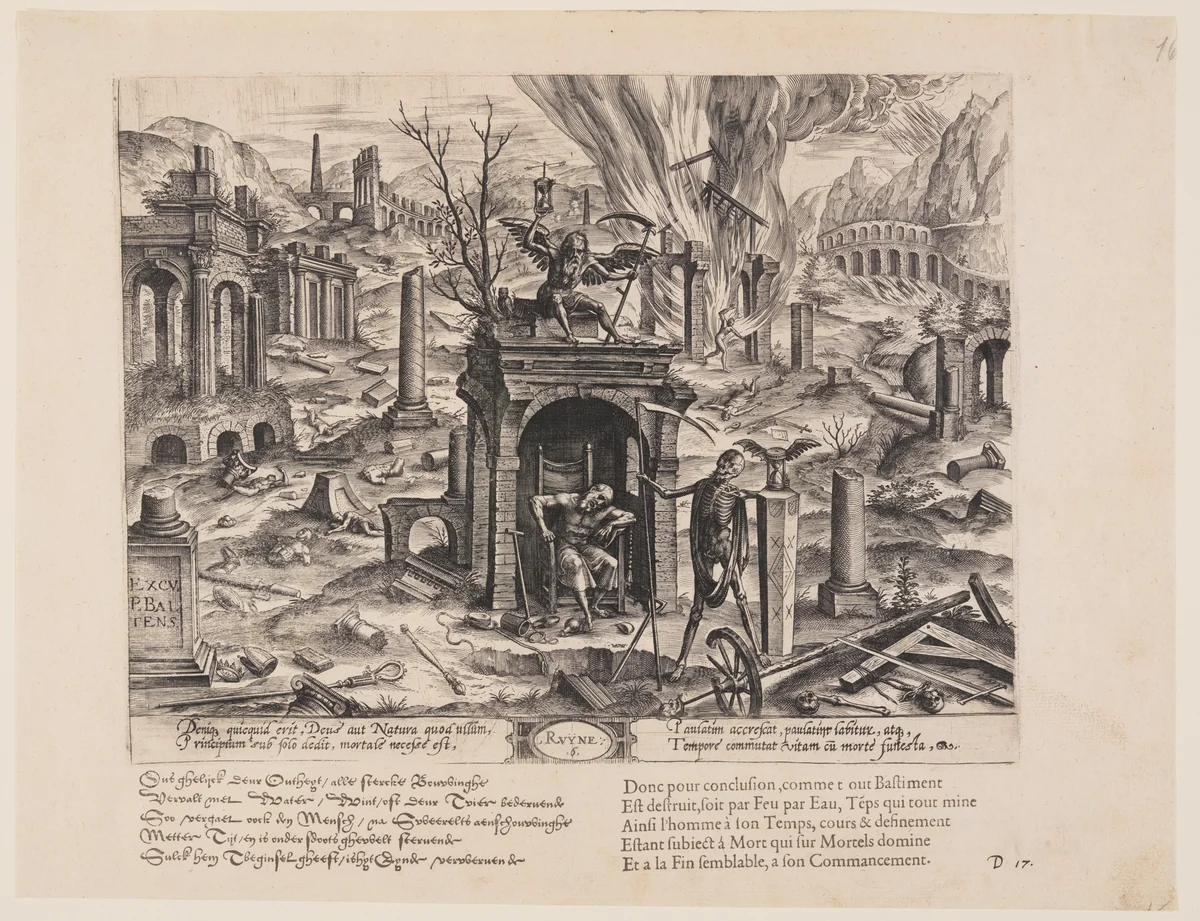 Ruyne, from Theatrum Vitae Humanae (The Ages of Man) by Jan Wierix, print, 1577