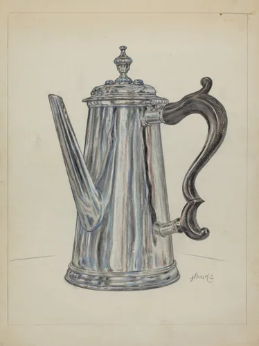 Silver Chocolate Pot by Fletcher Hanks, index of american design, 1936