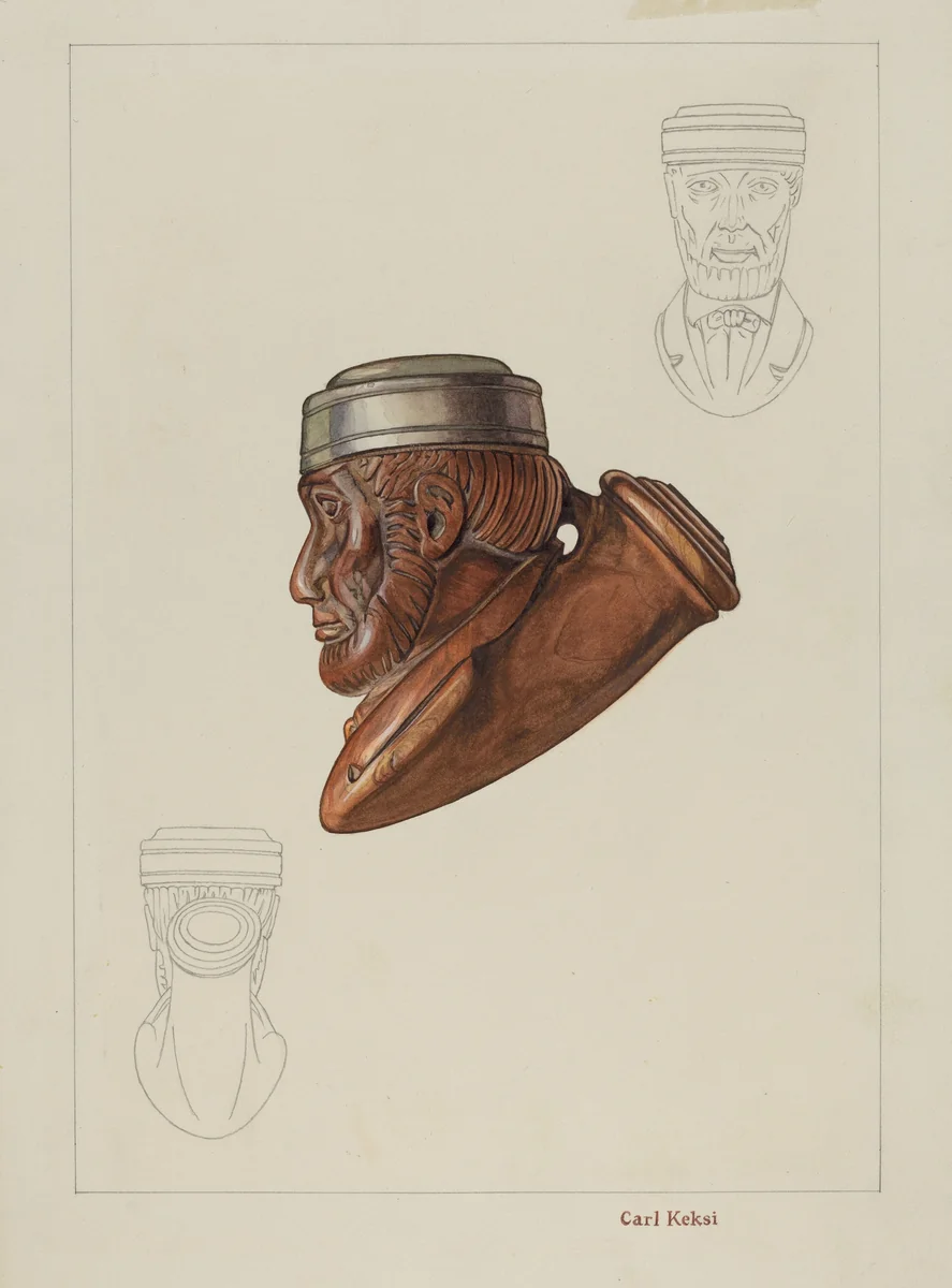Pipe Head: Lincoln by Carl Keksi, index of american design, 1937