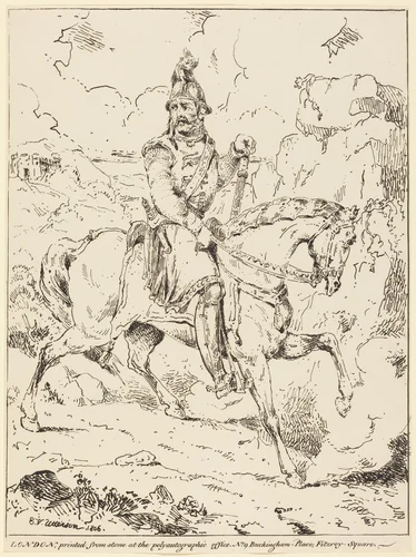 Knight in Armor on Horseback by Edward Vernon Utterson, print, 1806
