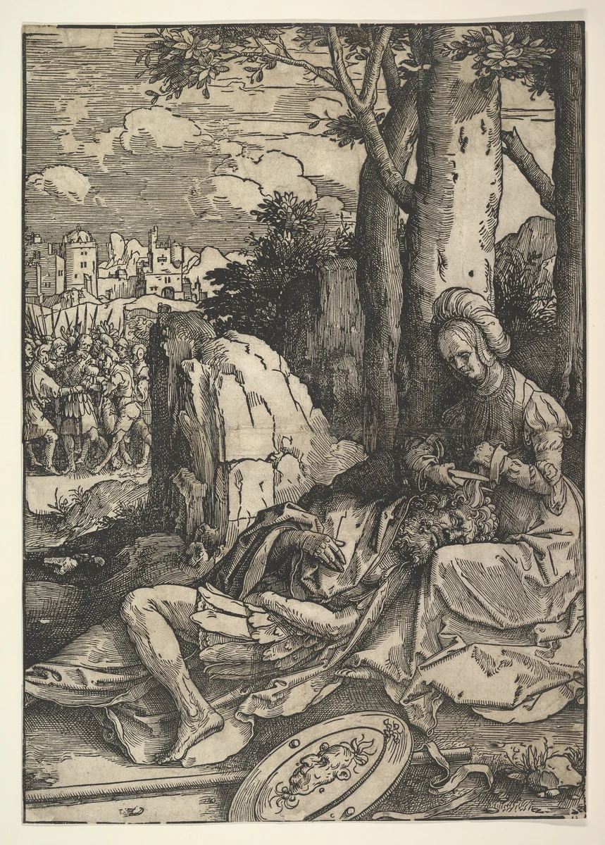 Samson and Delilah by Lucas van Leyden, print, 1509-1519