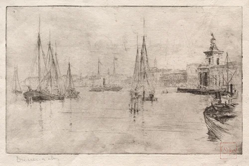 Shipping by Frank Duveneck, print, 1875-1890