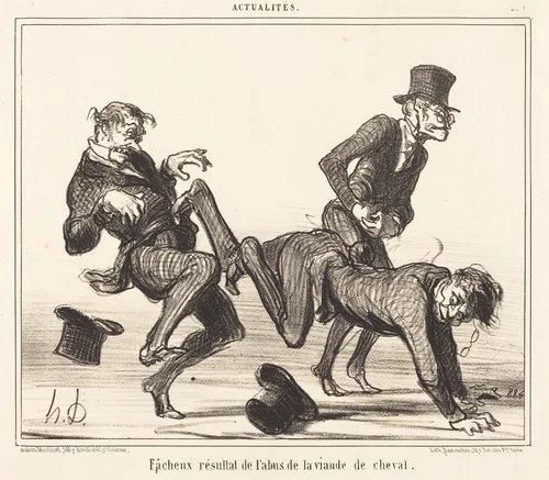 Facheux résultat... de la viande de cheval by Honoré Daumier, print, 1856