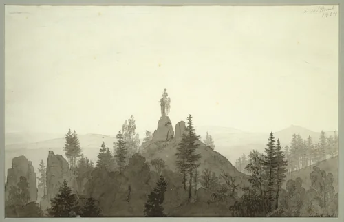 Statue of the Madonna in the Mountains by Caspar David Friedrich, drawing, 1804