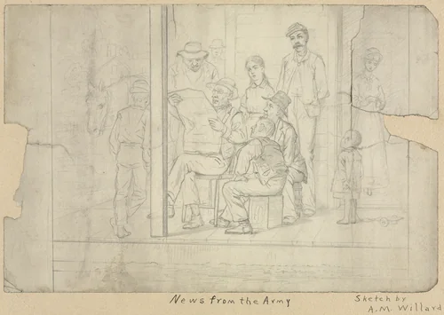 Sketch - News from the Army by Archibald Willard, drawing, 1850-1899