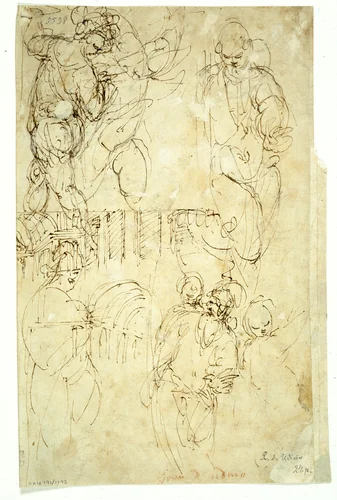 Sketches of Figures by Battista Franco, drawing, 1540-1560