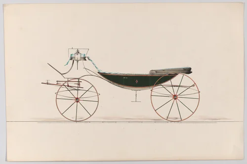 Design for Vis-à-vis with Canoe Bottom (unnumbered) by Brewster & Co., drawing, 1865-1875