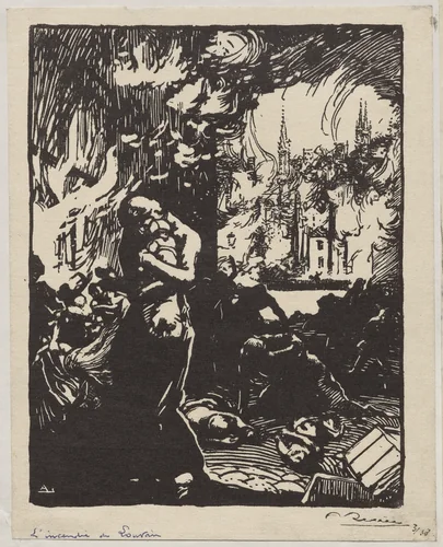 L'Incendie de Louvain by Auguste Louis Lepère, drawing, 1914