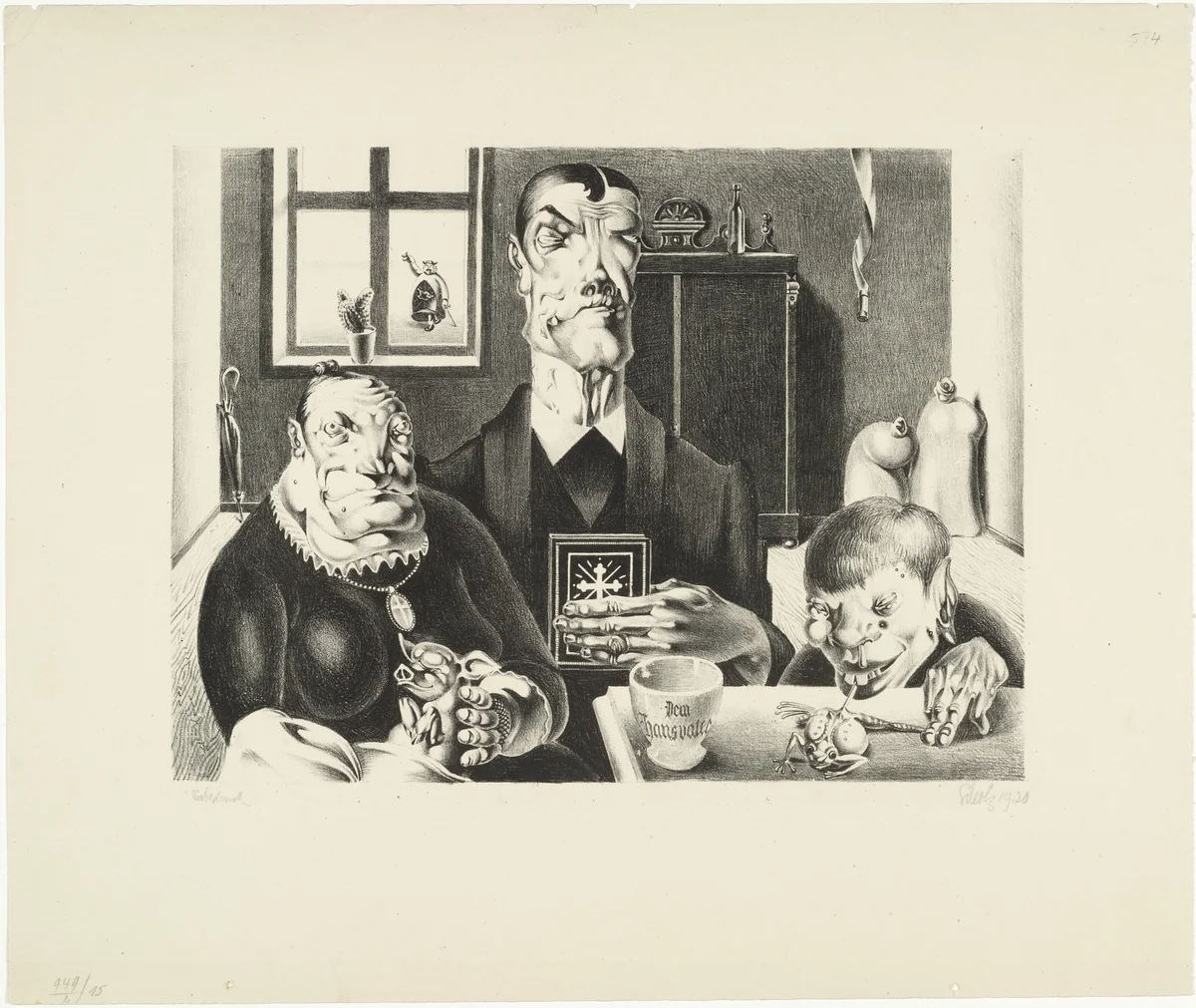 Profiteering Farmer's Family (Wucherbauernfamilie) by Georg Scholz, print, 1920