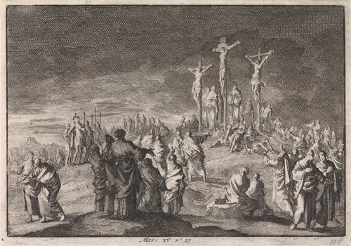 Christus aan het kruis by Jan Luyken, print, 1703-1762