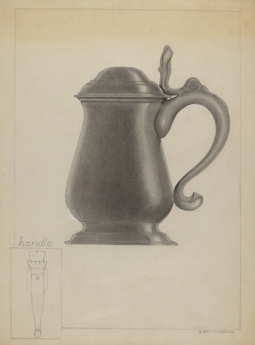 Pewter Tankard by Arthur Zaidenberg, index of american design, 1936