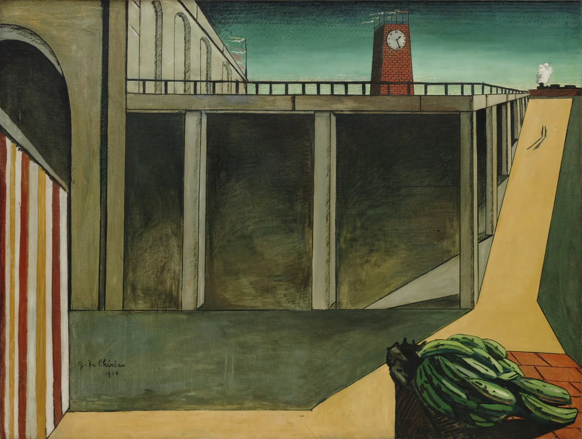 Gare Montparnasse (The Melancholy of Departure) by Giorgio de Chirico, painting, 1914