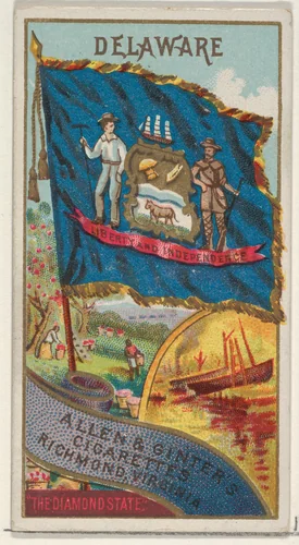 Delaware, from Flags of the States and Territories (N11) for Allen & Ginter Cigarettes Brands by Allen & Ginter, print, 1888
