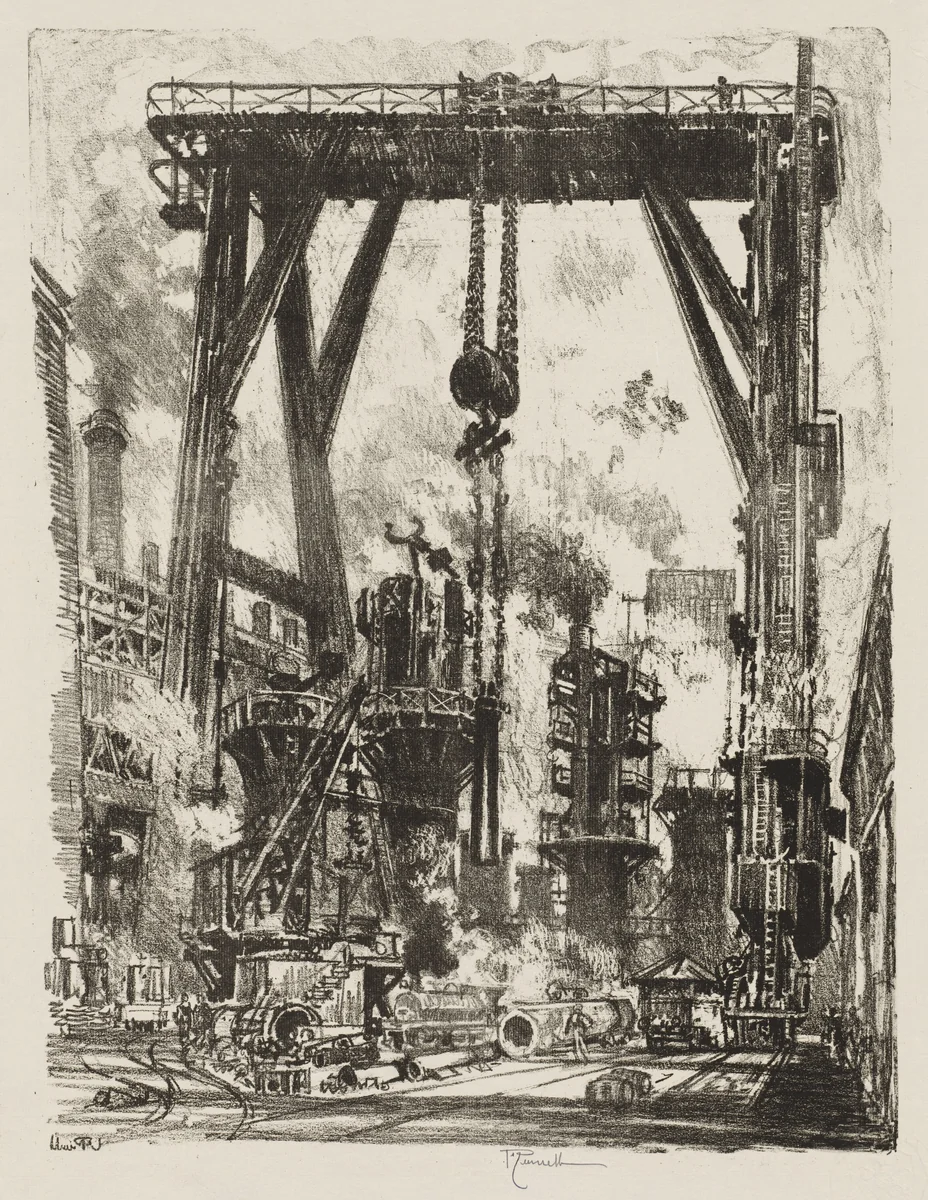 English War Work: The Old Gun Pit by Joseph Pennell, print, 1916
