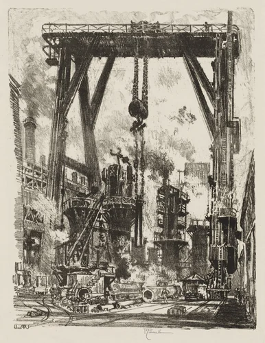 English War Work: The Old Gun Pit by Joseph Pennell, print, 1916