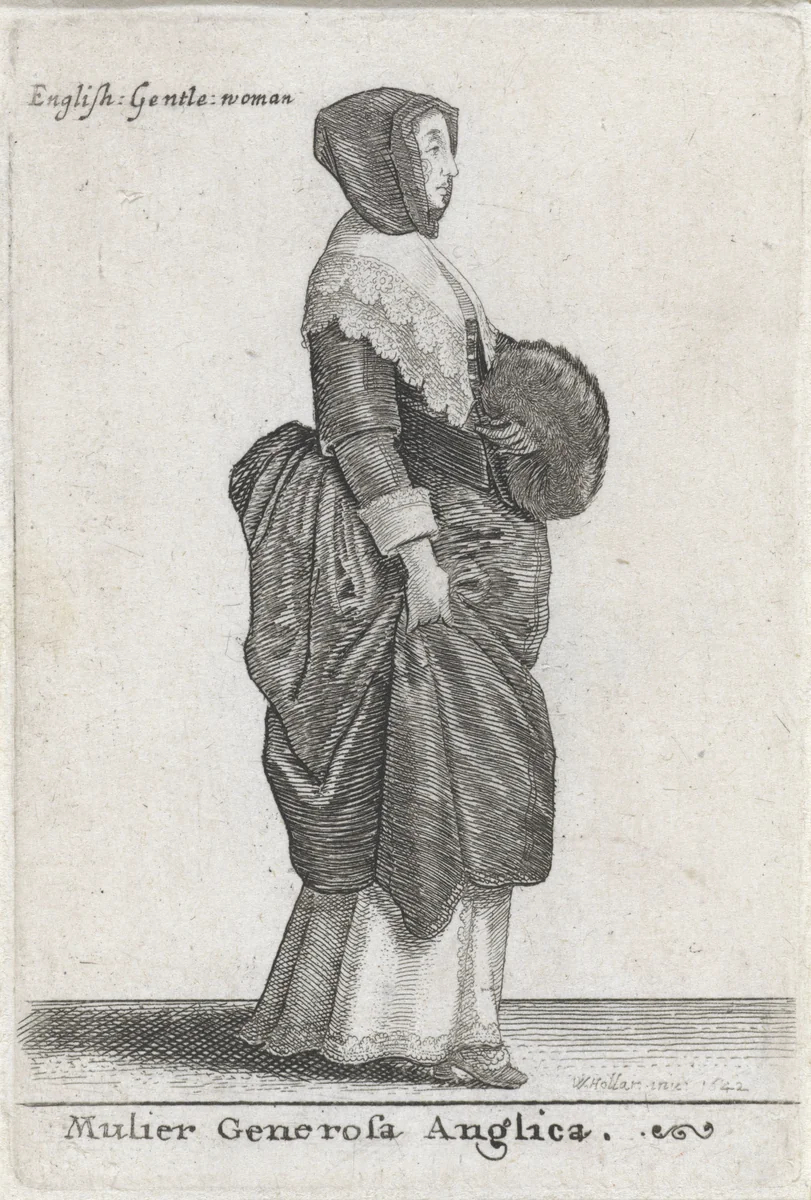 Mulier Generosa Anglica / English Gentle woman by Wenceslaus Hollar, print, 1642