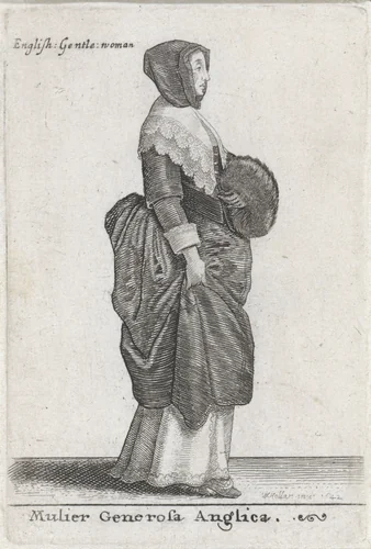 Mulier Generosa Anglica / English Gentle woman by Wenceslaus Hollar, print, 1642
