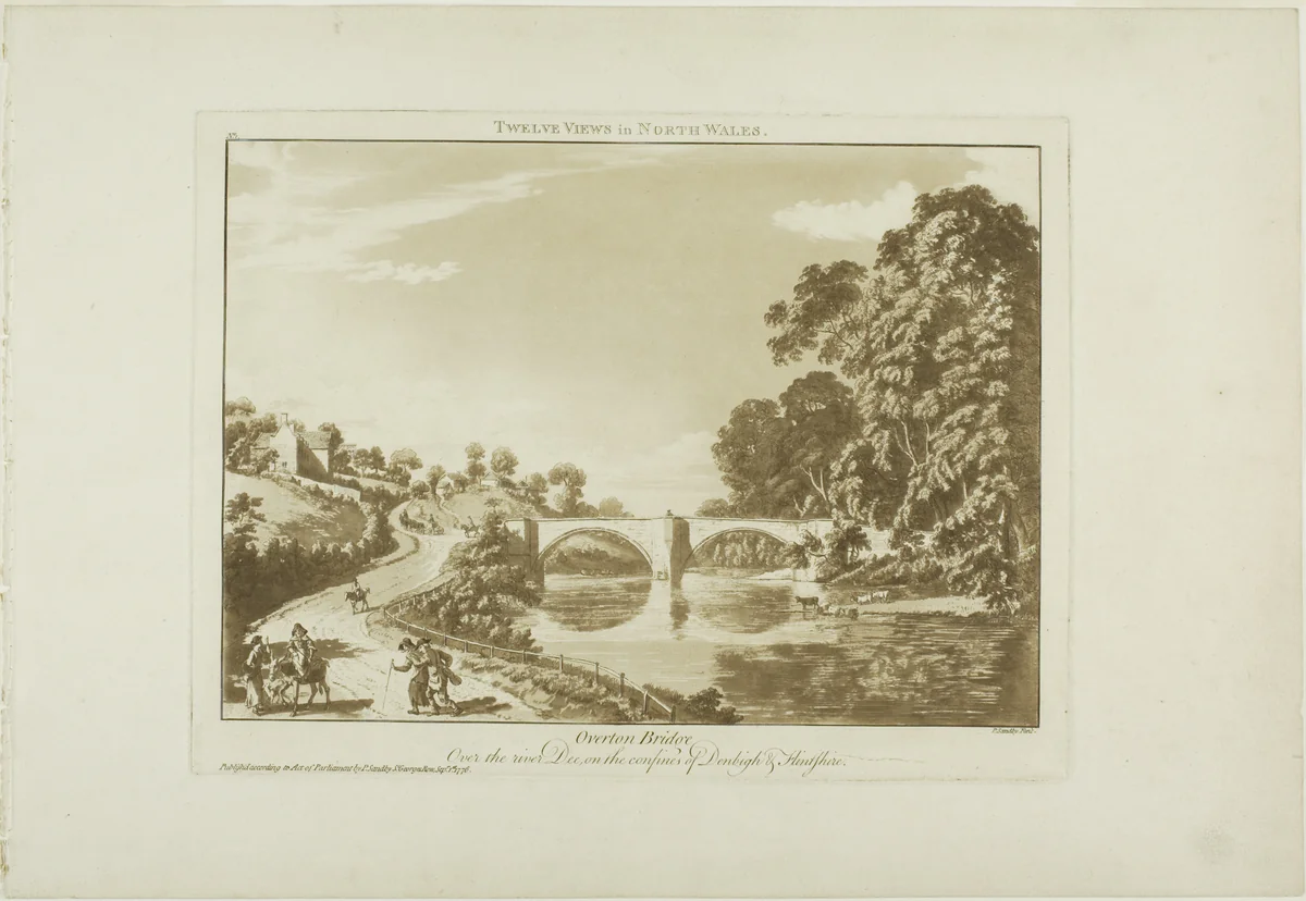 Overton Bridge Over the River Dee, on the confines of Denbigh and Flintshire, plate one from Twelve Views in North Wales by Paul Sandby, print, 1776