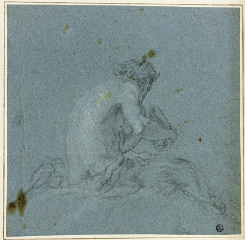 A Satyr Playing His Pipes by Giovanni Domenico Tiepolo, drawing, 1750-1800