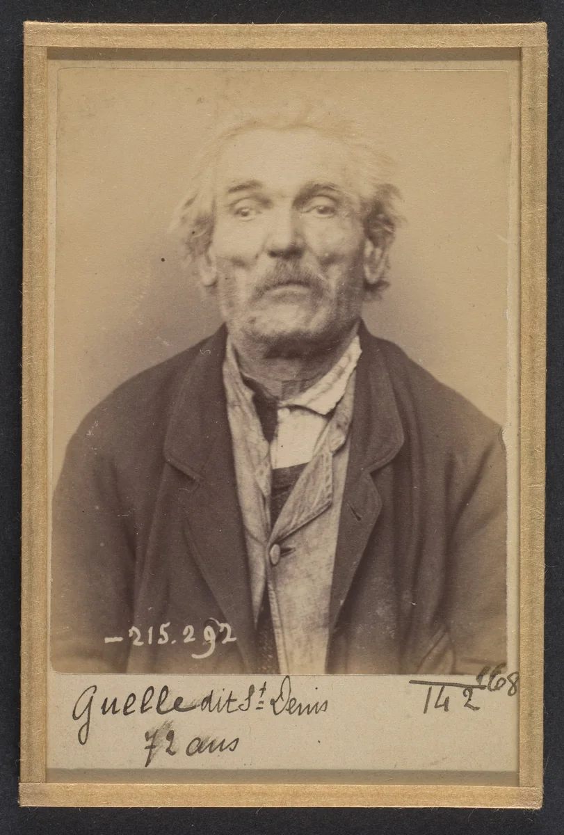 Guelle (ou Gueulle, dit St Denis). 72 ans, né à Beauvais (Oise). Matelassier. Anarchiste. 7/3/94. by Alphonse Bertillon, photograph, 1894