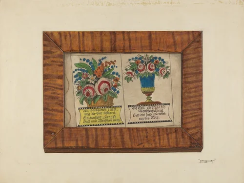 Zoar Fractur Drawing by John Wilkes, index of american design, 1937