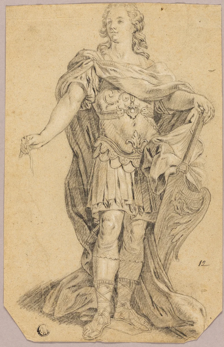 Statue of Louis XIV by Jean-Baptiste Lemoyne II
Hyacinthe Rigaud, drawing, 1724-1778