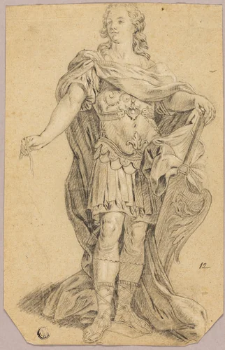 Statue of Louis XIV by Jean-Baptiste Lemoyne II
Hyacinthe Rigaud, drawing, 1724-1778