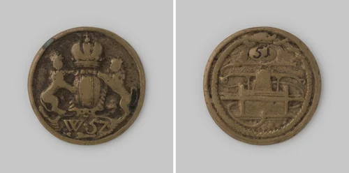 Amsterdam, brandspuitpenning van wijk 57 by anonymous, metalwork, 1700-1799