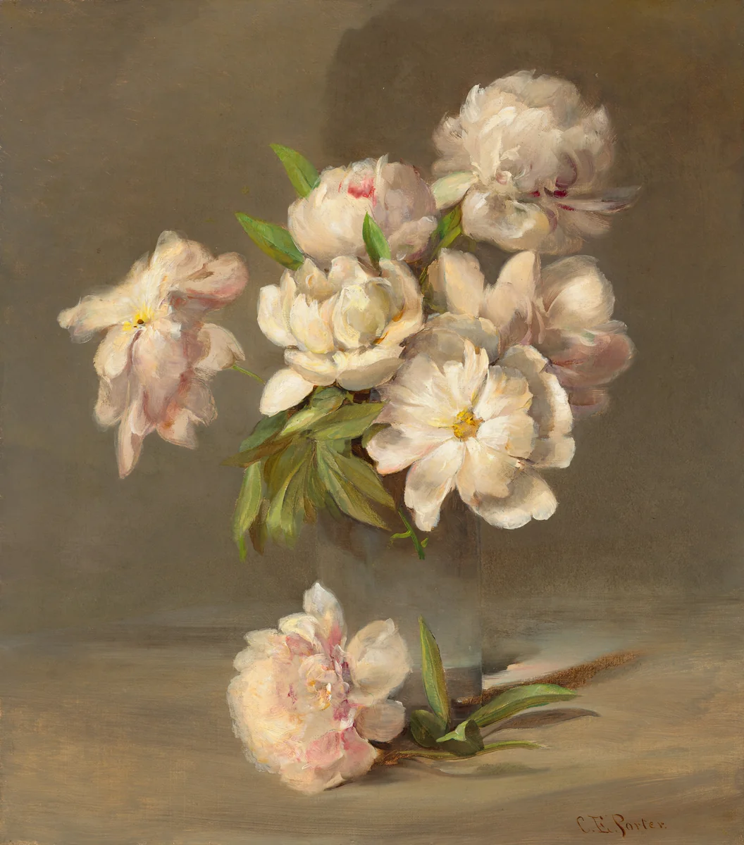 Peonies in a Vase by Charles Ethan Porter, painting, 1880-1890