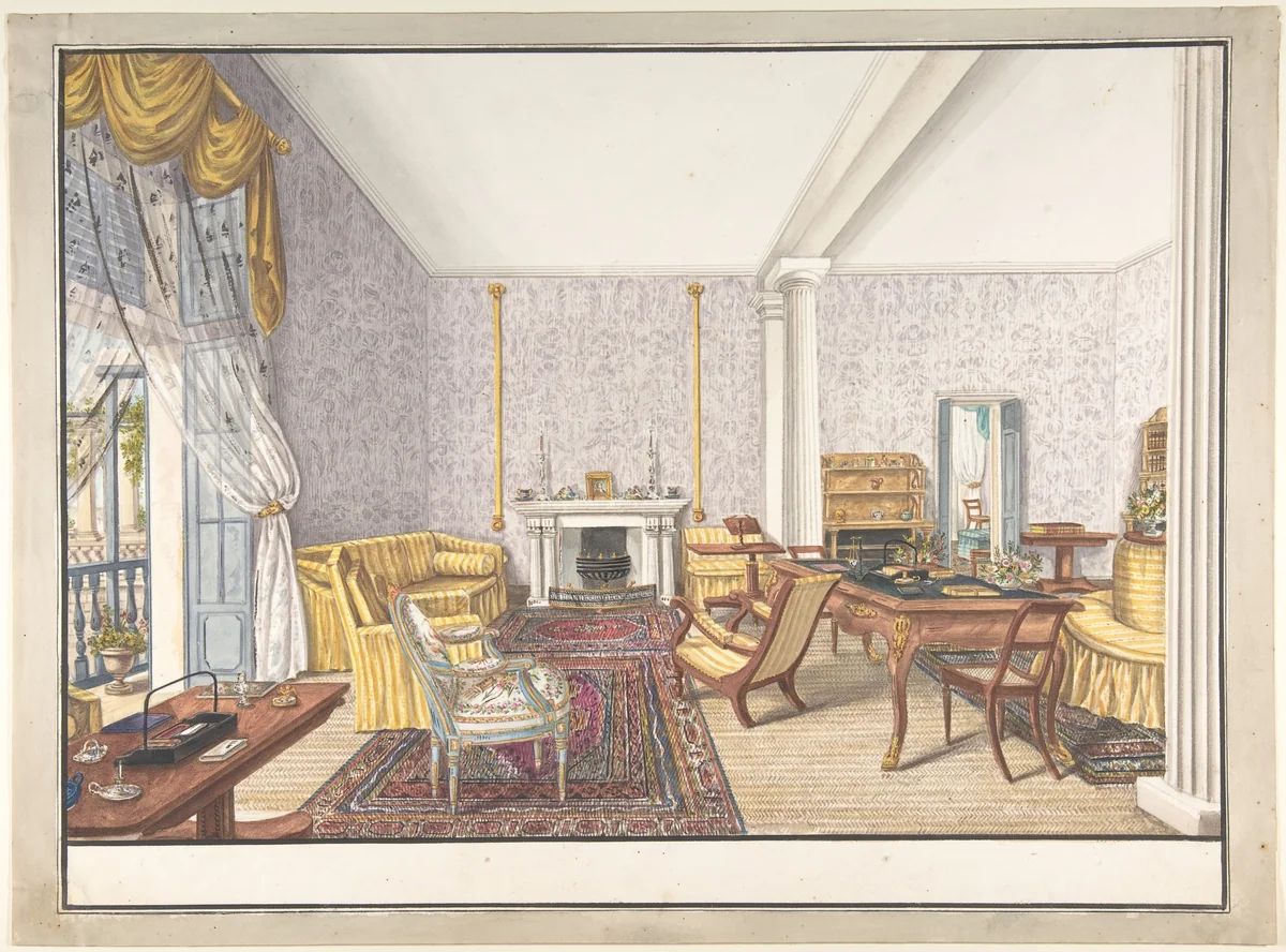 Design for interior by Charles de Brocktorff, drawing, 1825-1835