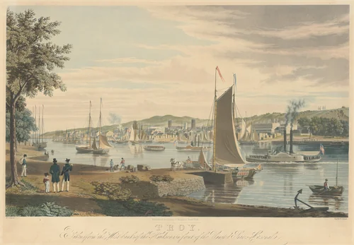 Troy: Taken from the West Bank of the Hudson in front of the United States Arsenal by William James Bennett, print, 1838