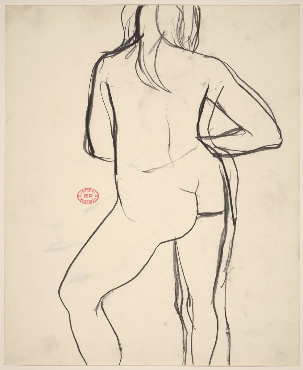 Untitled [back view of a female nude in contrapposto] by Richard Diebenkorn, drawing, 1955-1967