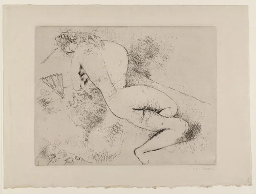 Nude with Fan by Marc Chagall, print, 1924
