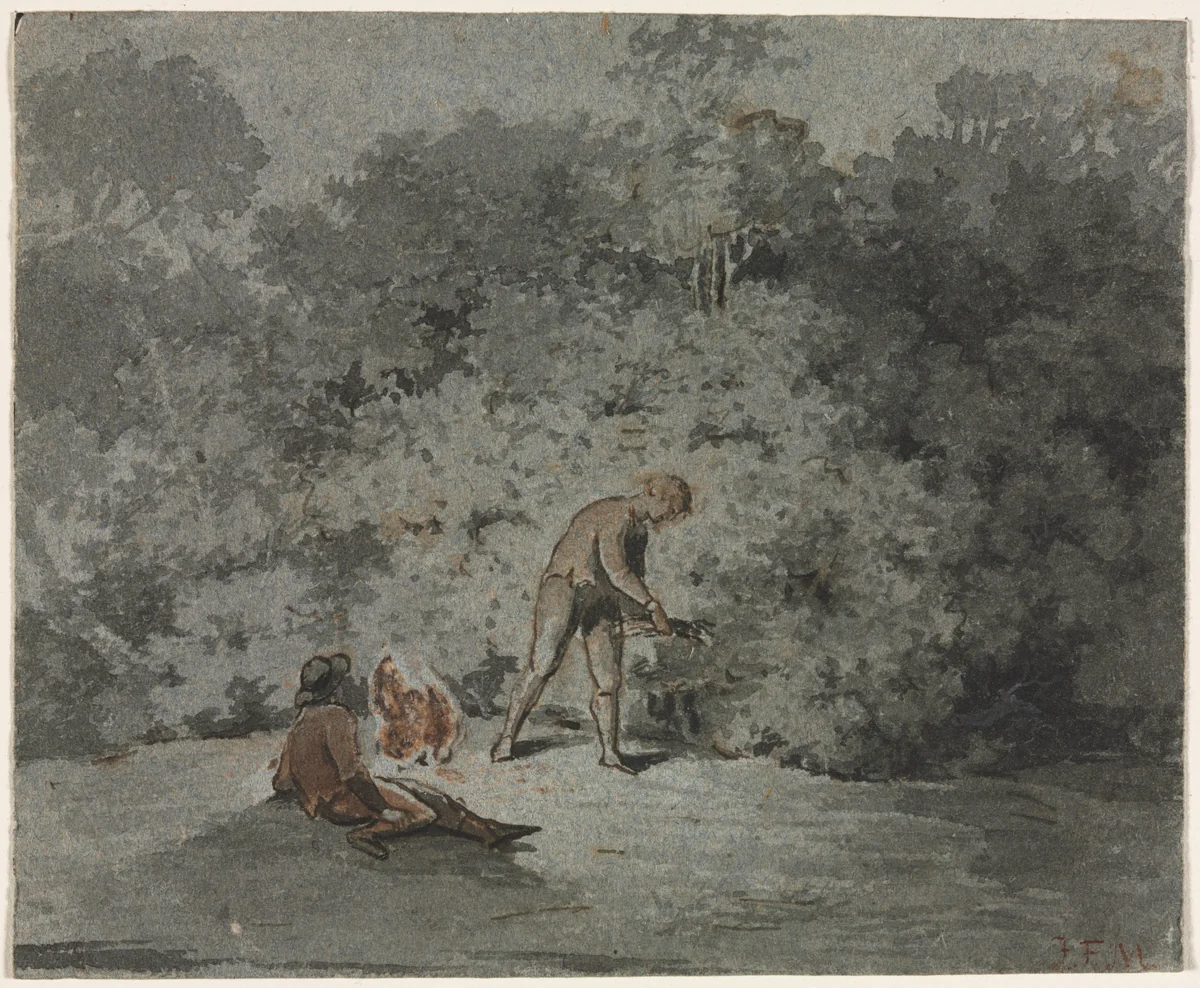 Faggot Gatherer (recto) by Francisque Millet, drawing, 1642-1679