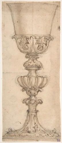 Design for a Chalice (recto); Design for the Base of a Vase (verso) by Giovanni Battista Foggini, drawing, 1652-1725