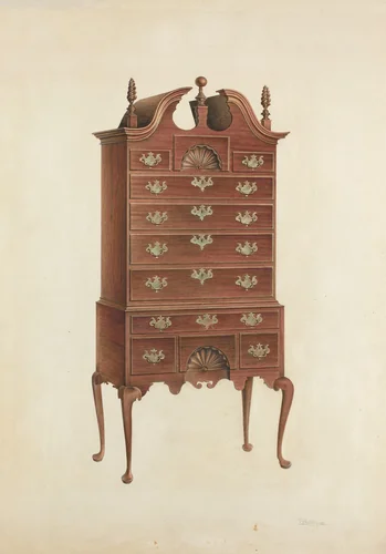 Highboy by Lawrence Phillips, index of american design, 1939