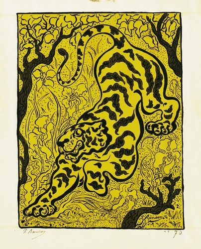 Tigre dans les jungles ( Tiger in the Jungle ) from L'Estampe originale ( The Original Print ), no. I by Paul Ranson, print, 1893