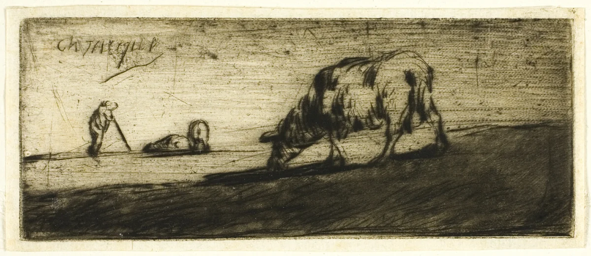 A Sheep Grazing by Jean-François Millet, print, 1849