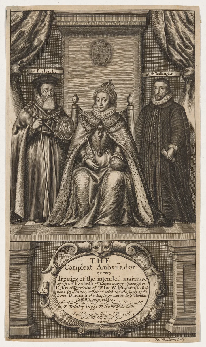 Title Page to Sir Dudly Digges, The Compleat Ambassador by William Faithorne, print, 1655